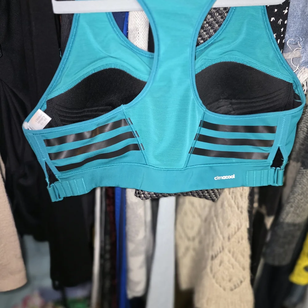 Adidas Women's Vibrant Blue Sports Bra - Picture 2 of 2